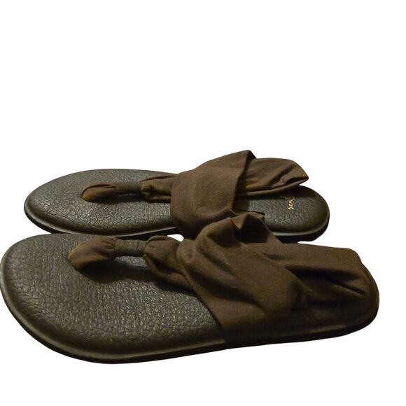 Sanuk Yoga Mat Slingback Sandals Flip Flop Size 8 Brown Comfort Shoes Womens - Picture 2 of 8